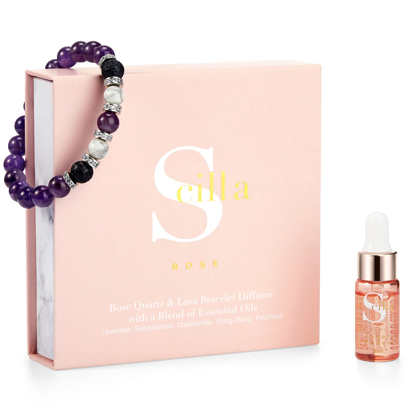 Anxiety Bracelet for Women- Amethyst Crystal Bracelet Aromatherapy Diffuser and Lavender Essential Oils Gift Set- Lava Rocks, Crystal Sleep Oil Diffusers Gifts for Women - NewNest Australia
