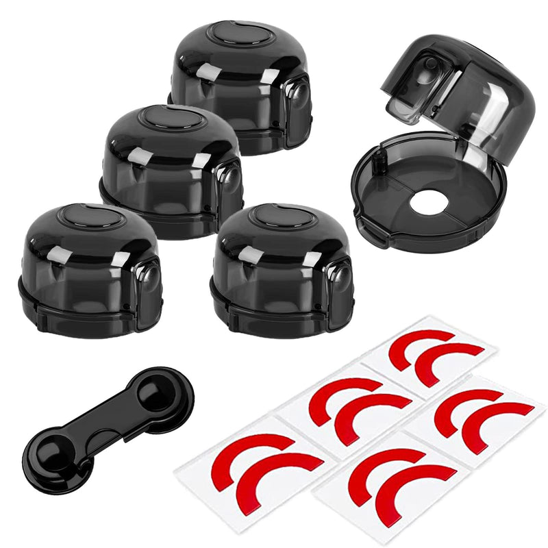GRENFU Stove Knob Covers for Child Safety (5 + 1 Pack) Universal Size Gas Stove Knob Covers with Strong Tape Oven Knob Covers for Child Safety Prevent Kids from Turning on Stoves Black View - NewNest Australia