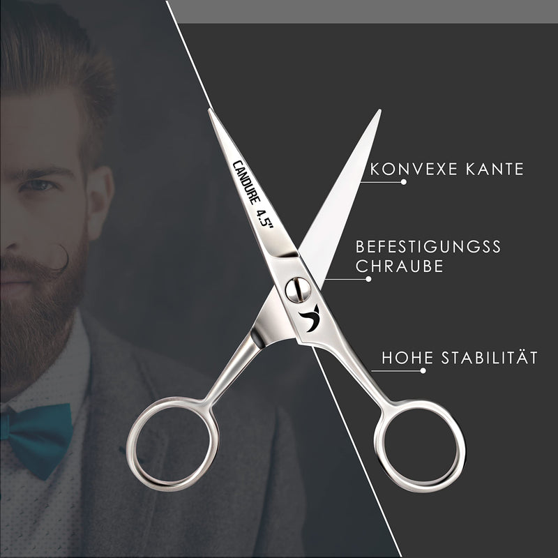 Candure Hair Scissors Mustache Beard Nose & Ears Scissors Stainless Steel Hair Cutting Professional Mustache Scissors and Nose Hair Cutting Scissors, Safety Use for Eyebrows, Eyelashes - NewNest Australia
