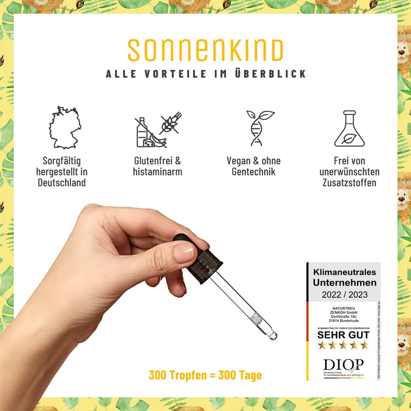 Vitamin D3 K2 drops 100% vegan for 300 days - 500 IU vitamin D from lichen & 25μg vitamin K for children I vitamin drops - NewNest Australia