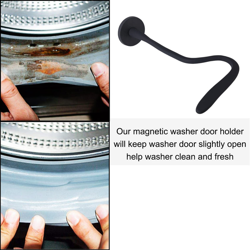 Front Load Washer Door Prop, Magnetic Washing Machine Door Holder, Keep Washer Door Open, Flexible Prop Fits Most Washing Machines Black Round - NewNest Australia