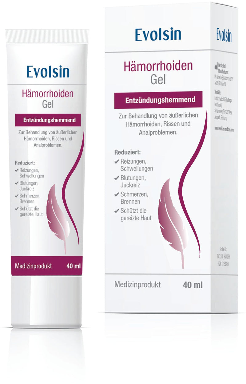 Evolsin® hemorrhoid gel - against burning, pain, bleeding and itching - anti-inflammatory hemorrhoid ointment also for anal fissures - medical product - NewNest Australia