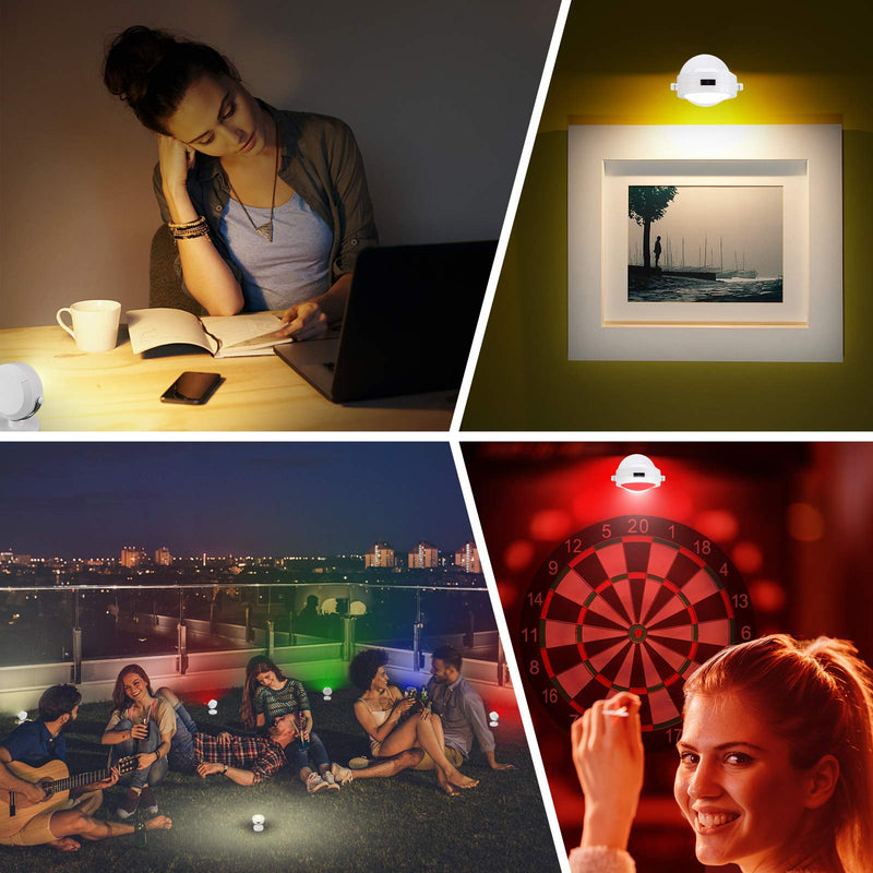 HONGUT LED Accent Lights Battery Operated, Dimmable Picture Light with Remote, 12 Color Changing Art Lights, Wireless Puck Light with 360°Rotate Lights Head, Stick on Spotlight for Dartboard, Painting 1 Pack - NewNest Australia