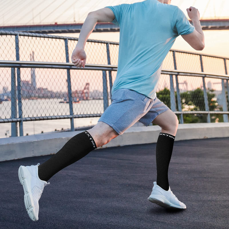 FVXYnnv 3 Pairs of Compression Stockings Women Men Black Compression Socks 20-30 mmHg Support Stockings Running Socks for Sports Flight Travel Cycling - NewNest Australia