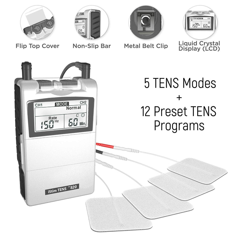 iStim Tens Unit Stimulator Machine - EV820 with 8 Electrodes Japanese Gel for Pain Management, Back Pain and Rehabilitation - NewNest Australia