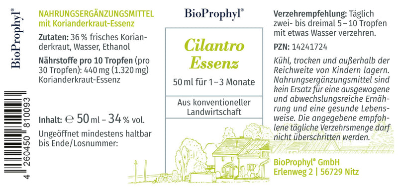BioProphyl® Cilantro Essence - 50ml high quality coriander essence - from young coriander plants - part of our elimination - NewNest Australia