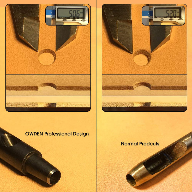 OWDEN Professional 6Pcs. Leather Hollow Punch Set. Size: 1.0-5.0mm for Leather Belt, Watch Band and Leather Strap Gasket. with a Free Mini Cutting mat. - NewNest Australia