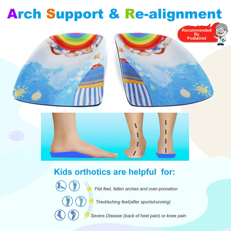 3/4 Length Insoles for Kids, Orthotic Kids Insoles Arch Support Childrens Insoles for Kids’ Flat Feet, Plantar Fasciitis, Pronation, Heel Pain 8.5-10.5 UK Child - NewNest Australia