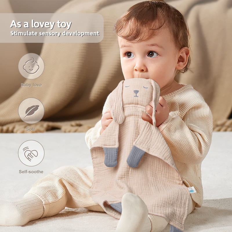 Lulu moon Baby Security Blanket for Unisex, Organic Cotton Muslin Baby Lovey, Soft & Breathable Lovie Baby Gifts for Boys and Girls, 15*12 Inch (Soft Hug) - NewNest Australia