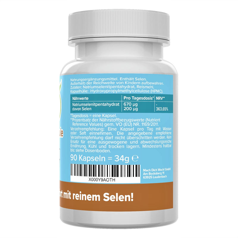 Selenium capsules - 200µg - high dosage - quality from Germany - without additives - vegan - laboratory tested - pure sodium selenite - small capsules instead of tablets - high bioavailability - Vitamineule® - NewNest Australia