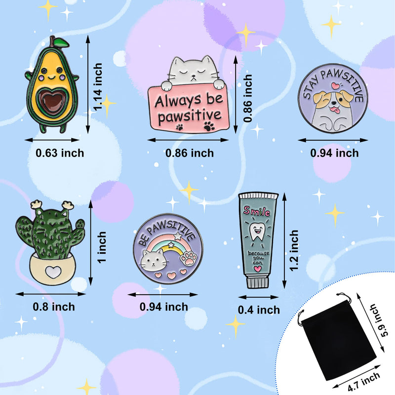 18 Pieces Positive Enamel Pins Set Cute Enamel Lapel Pins Inspirational Cartoon Brooch Pin Badges Butterfly Cat Cactus Enamel Pins with Storage Bag for Women Girl Jeans Backpacks Jackets Hats Decor - NewNest Australia