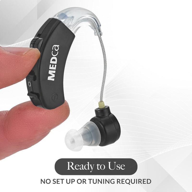 Behind The Ear Sound Amplifier - BTE Hearing Ear Amplification Device and Digital Sound Enhancer PSAD for The Hard of Hearing, Noise Reducing Feature, Black, by MEDca - NewNest Australia