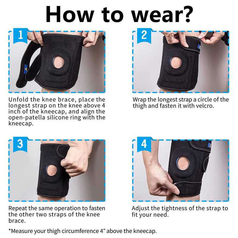 ABYON Knee Brace with Patella Gel Pads & Spring Side Stabilizers for Knee Pain, Swollen, Meniscus Tear, Arthritis, ACL, PCL, MCL, Recovery, 4 Sizes XL - NewNest Australia
