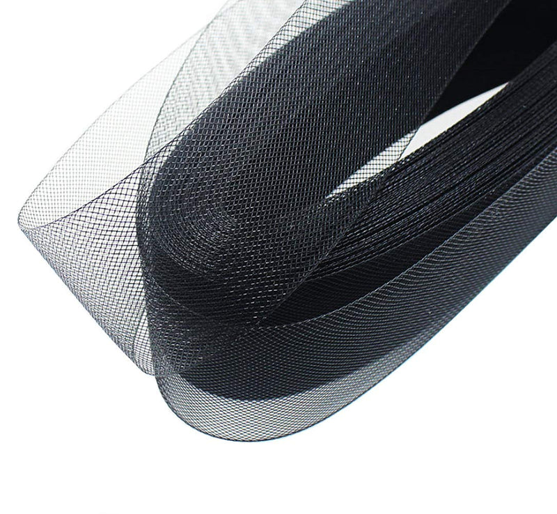 Abbaoww Polyester 2 Inch 25 Yard Stiff Horsehair Braid for Polyester Boning Sewing Wedding Dress Dance Gowns Dress Accessories, Black - NewNest Australia