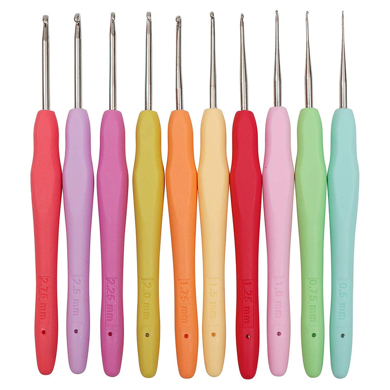 10pcs Small Size Lace Crochet Hooks (0.5~2.75mm), Ergonomic Crochet Hooks Set with Soft Grip Handle for Thread - NewNest Australia