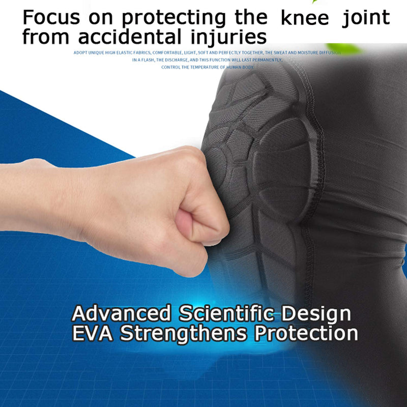 Bohope Kids Youth 5-15 Years Padded Arm Knee Sleeve Compression Leg Protective Padded Knee Black YXL(Suits for:11-15 Years Old) - NewNest Australia