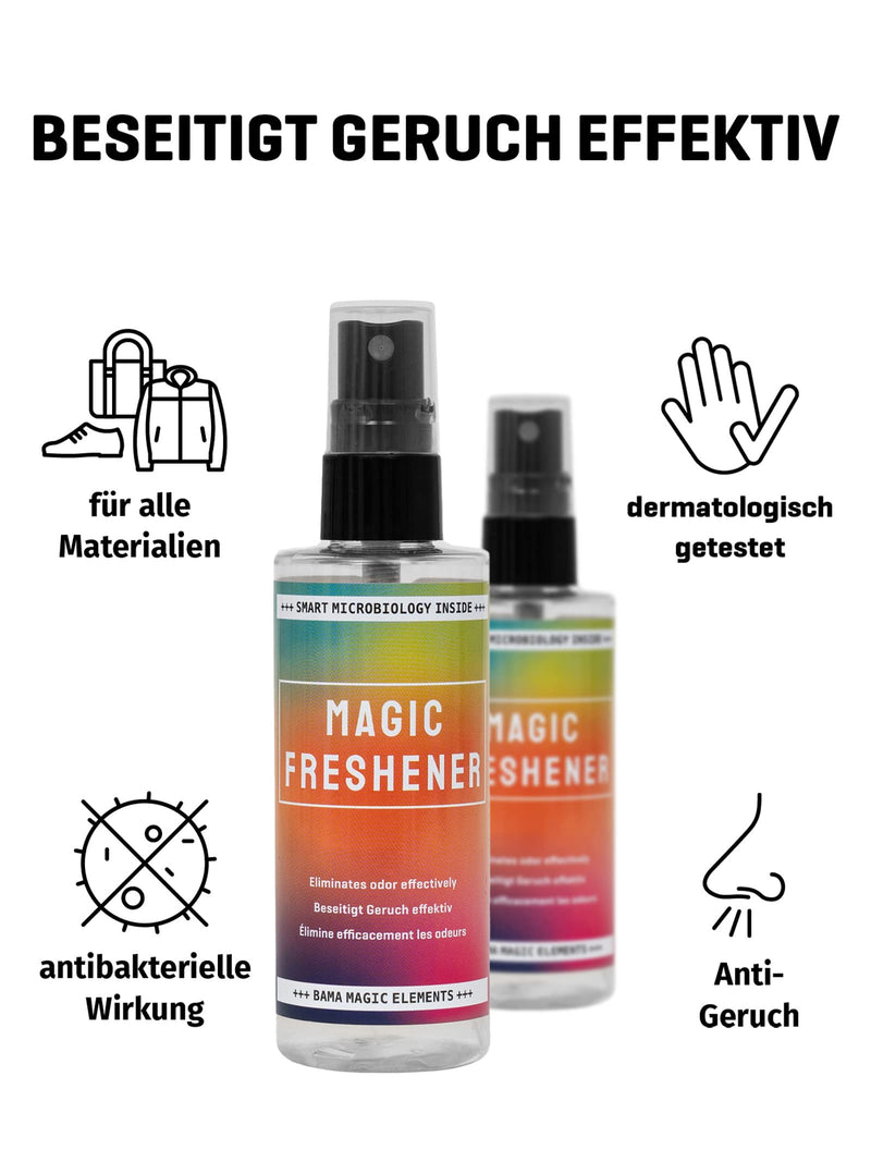 Bama Magic Freshener double pack, biodegradable shoe and textile deodorant, long-lasting effect, dermatologically tested, pH neutral, 2x100 ml transparent 100.00 ml (pack of 2) - NewNest Australia