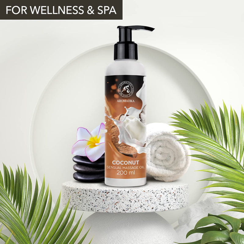 Sensual Massage Oil Coconut 200 Ml - Body Massage Oil With Almond Oil And Grape Seed Oil - Edible - Edible - Kissable Massage Oil - Relaxation Massage Oil - For All Skin Types - Love Oil - Coconut Oil - NewNest Australia