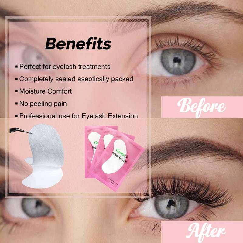 50 Pairs GreenLife 100% Naturel Eyelash Extension Under Eye Gel Pads patches kit Collagen (50 150 300 Pairs) with Aloe Vera Hydrogel Eye Patches set for Eyelash Extension Supplies Tools 50 Pair (Pack of 1) - NewNest Australia