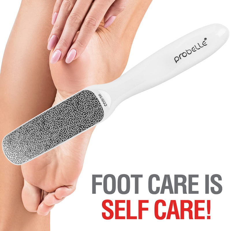Probelle Double Sided Multidirectional Nickel Foot File Callus Remover - Immediately Reduces calluses and Corns to Powder for Instant Results, Safe Tool (White) White - NewNest Australia