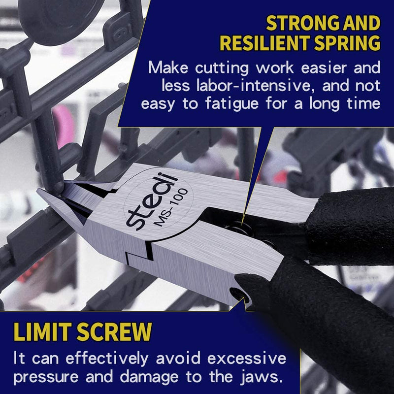 stedi 4.7-inch Model Nipper, with Sharp Thin Blade and Blade Case Plastic Model Tools, Sprue Cutter for Gundam Building Repairing and Fixing, Black MS-100(Black) - NewNest Australia