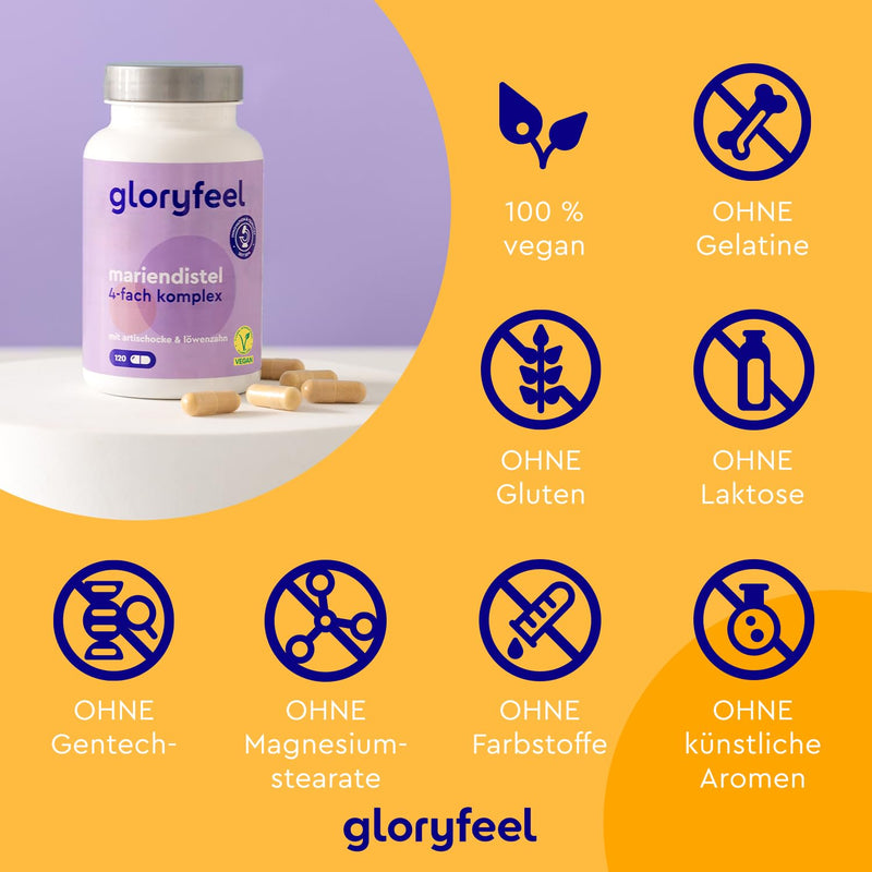 Milk thistle (500mg) with artichoke (400mg), dandelion (150mg) and desmodium (50mg) - high dose with silymarin content - 120 vegan capsules - laboratory tested, made in Germany without additives - NewNest Australia