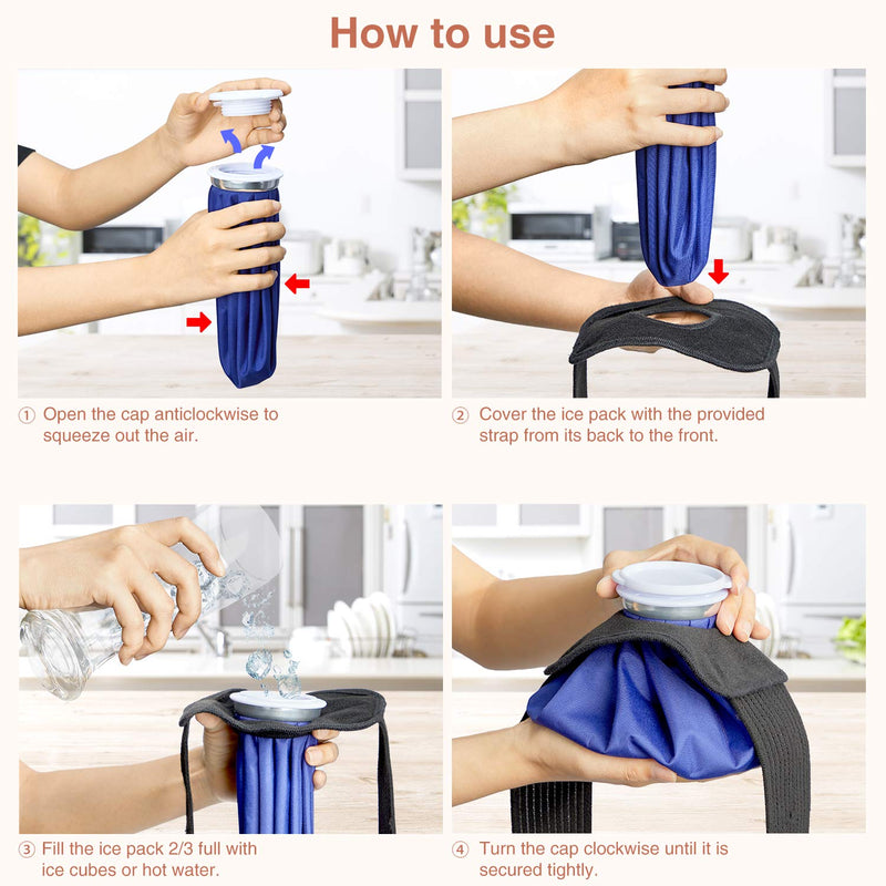 Ice Bag Packs, Ohuhu 3 Pack [11" 9" 6"] Reusable Ice Bags for Injuries with a Adjustable Wrap, Hot & Cold Therapy and Pain Relief for Knee Leg Injury, 4-Pack (6"/9"/11"), No-Leak Waterproof Ice Bag - NewNest Australia