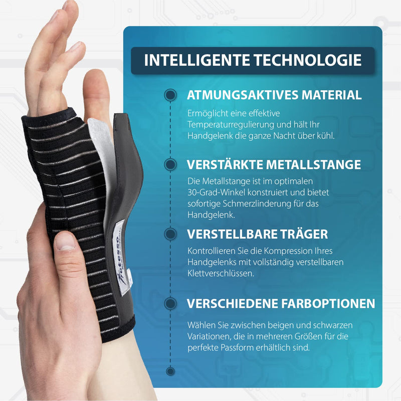 Actesso Breathable Wrist Splint Wrist Support - Relief for Carpal Tunnel Syndrome, Sprains, RSI and Tendinitis/Tendonitis (Black, M, Right) - NewNest Australia