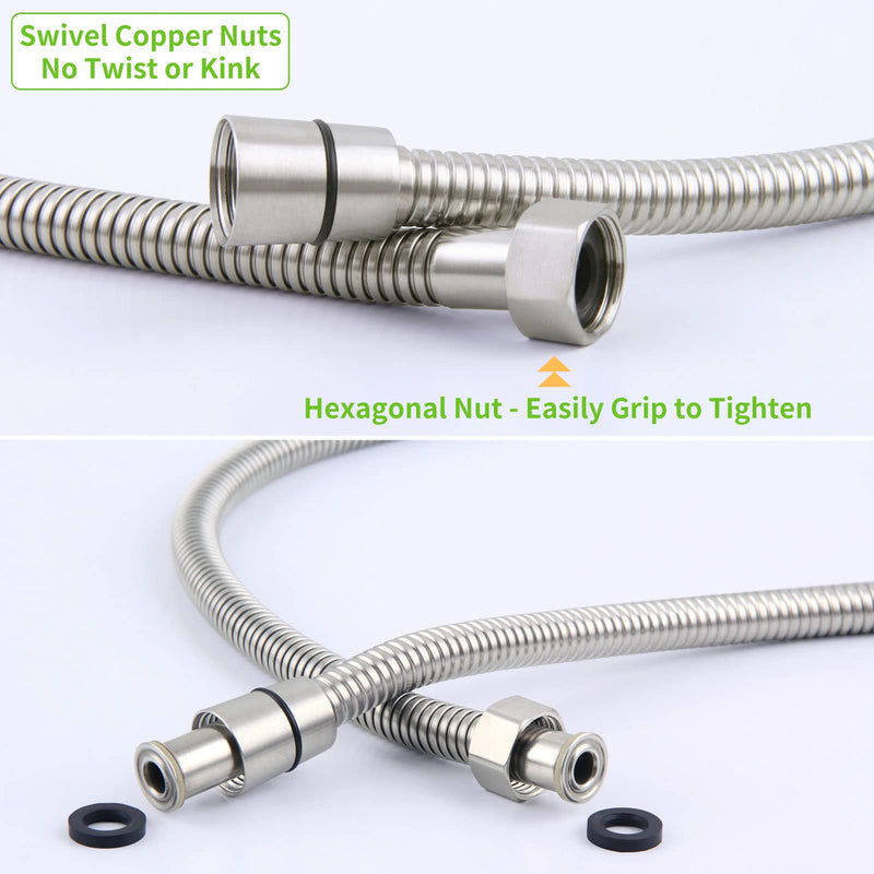 Shower Hose Brushed Nickel 59", Angle Simple Stainless Steel Replacement Shower Head Hose, Flexible Hand Held Shower Sprayer Hose, 1/2" IPS 59 Inch Brushed Steel - NewNest Australia