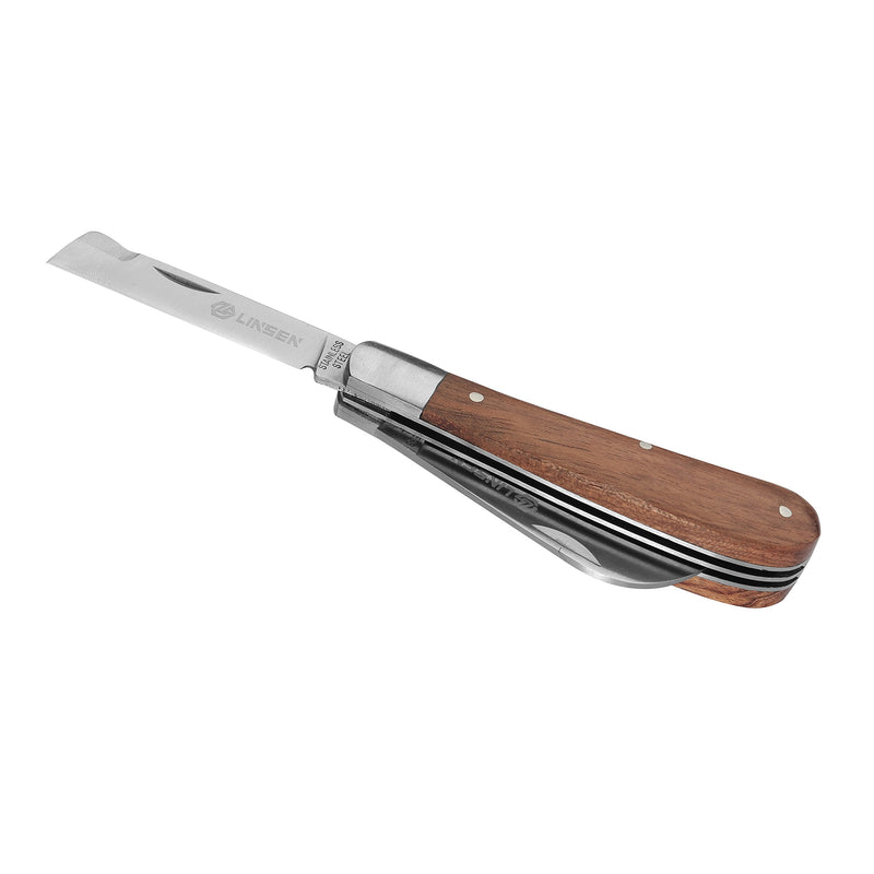 Linsen-Outdoors Garden knife and Grafting Knife with double blade for Left & Right Handed Use,The classic design with confort rosewood handle and Stainless Steel Sharp balde - NewNest Australia