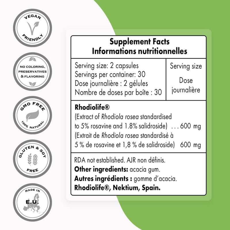 Rhodiola Rosea 600Mg Per Day - Anti-Stress And Anti-Fatigue - Rhodiola Extract - Increases Physical Endurance - Extract With Rosavin And Salidroside - 100% Vegan - 60 Capsules - Supersmart - NewNest Australia