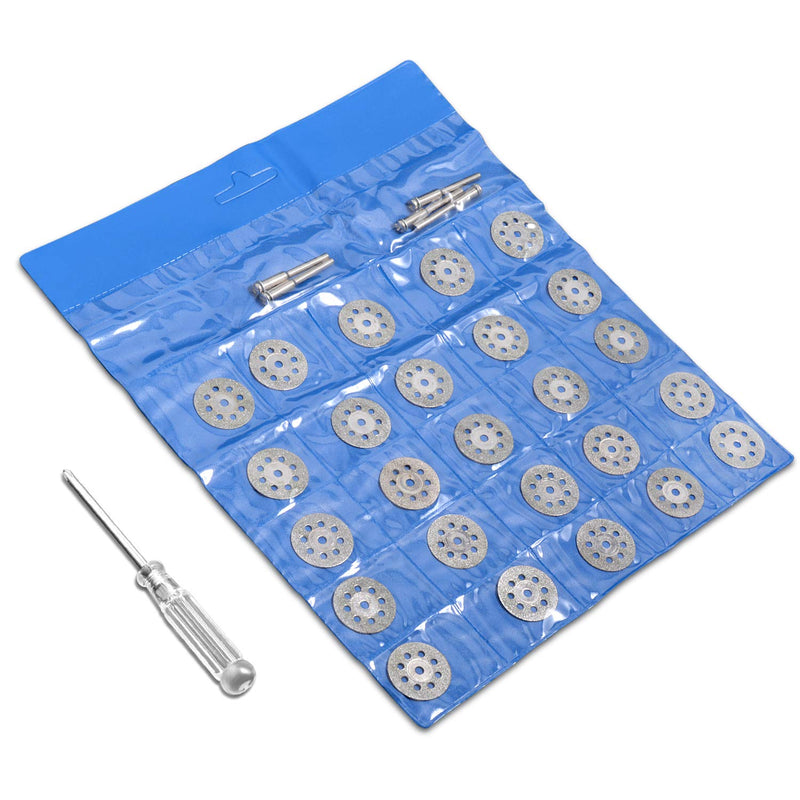 545 Diamond Cutting Wheel (22mm) 25pcs with 402 Mandrel (3mm) 5pcs and Screwdriver for Rotary Tool - NewNest Australia