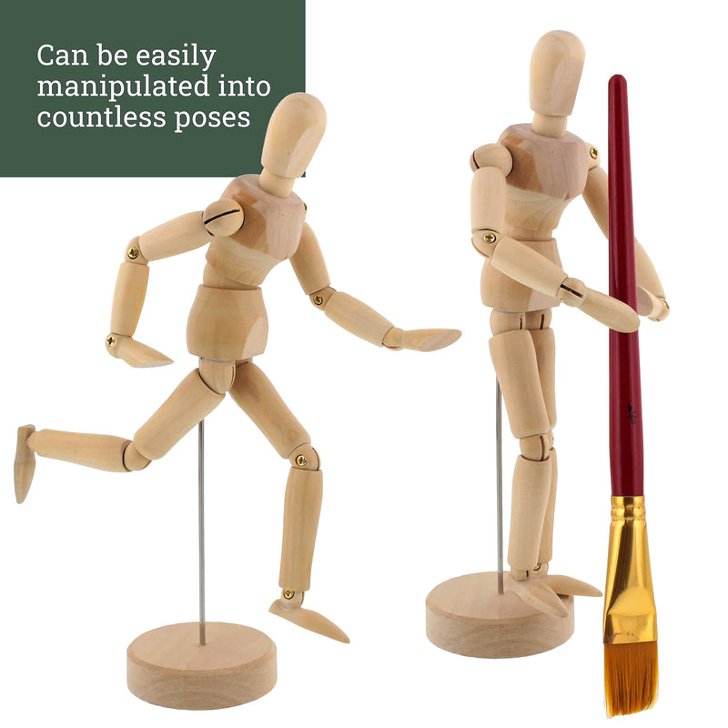 US Art Supply® Wood 8" Male - Artist Drawing Manikin Articulated Mannequin with Base and Flexible Body - Perfect for Drawing The Human Figure (8" Male) - NewNest Australia