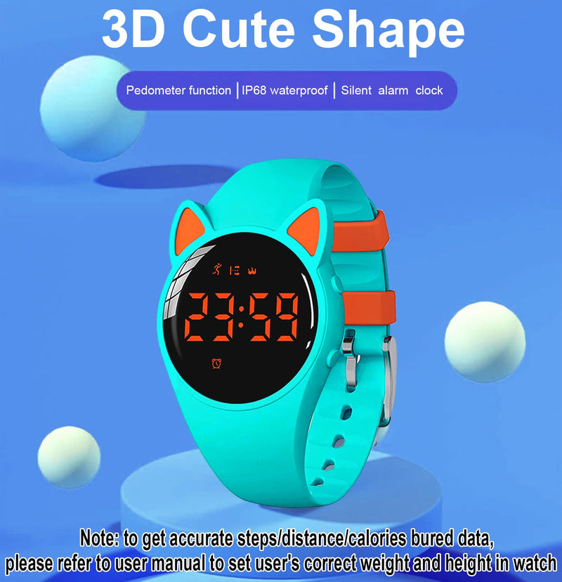 HUYVMAY Fitness Tracker Pedometer Watch for Boys Girls Women, No App No Phone, USB Charge 1 Hour for 20 Days Use, IP68 Waterproof Fitness Watch with Alarm Clock Step Tracker Distance Calorie Counter Teal+Orange - NewNest Australia