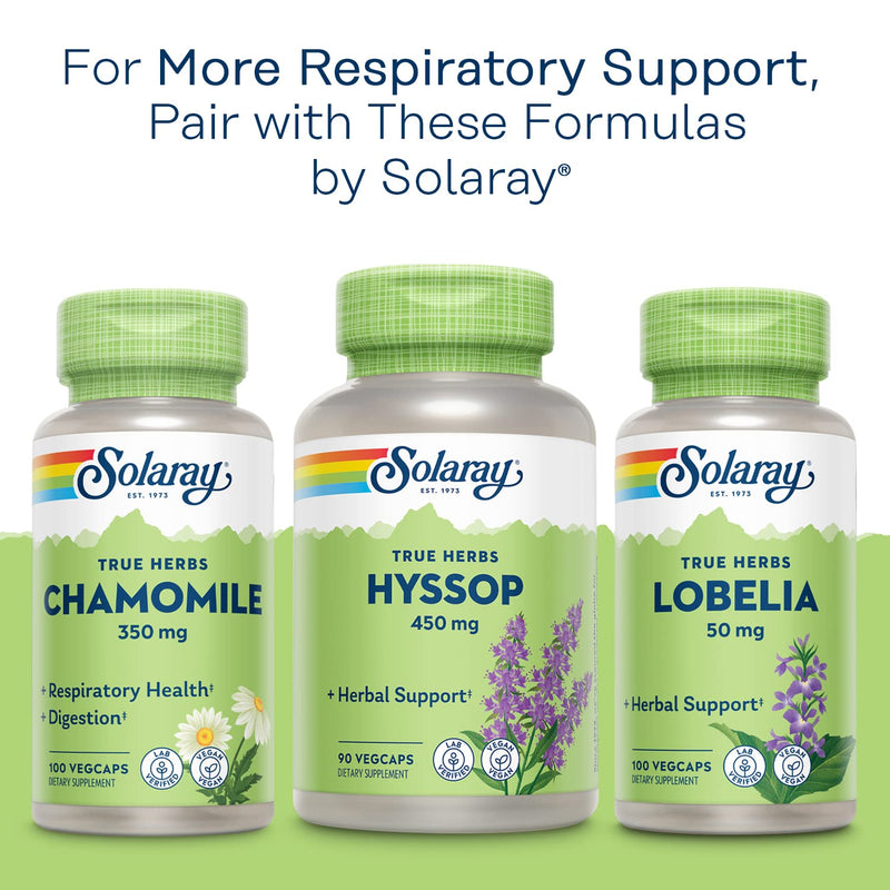 Solaray Mullein Leaf, Herbal Support for Healthy Respiratory and Bronchial Function, Vegan, 100 Vegcaps - NewNest Australia