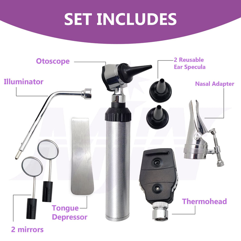 Fiber Optic ENT Set Otoscope Kit for Adults Children Ear Healthy Tool for Nurses Adults Children Baby Elderly Pets Animals Veterinary Otoscope - NewNest Australia