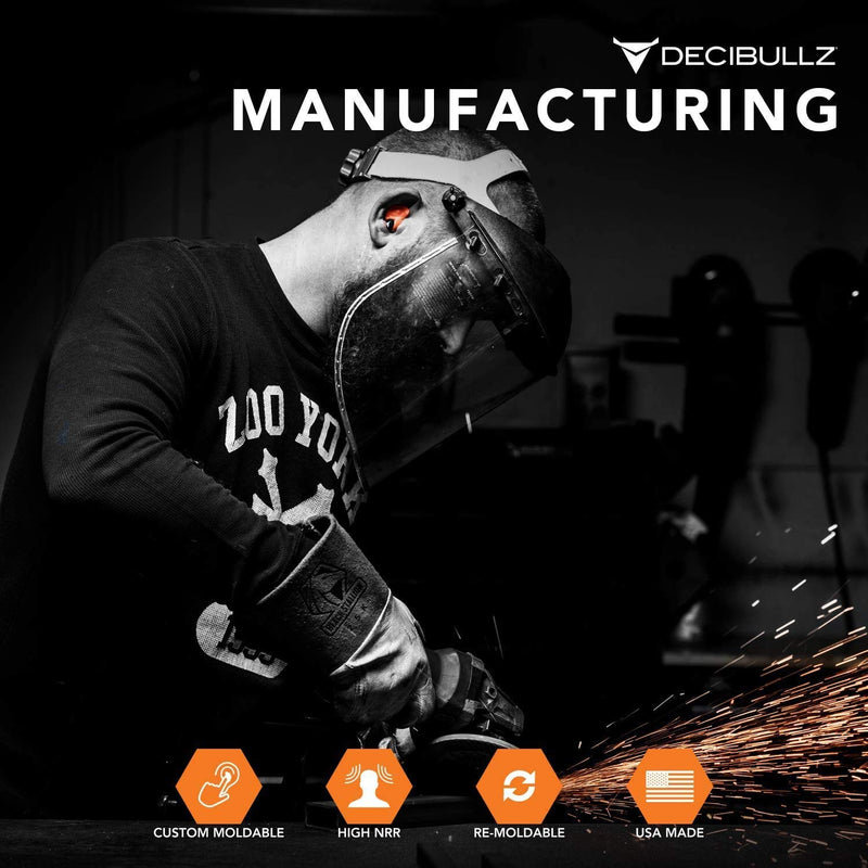 Decibullz - Custom Molded Earplugs, 31dB Highest NRR, Comfortable Hearing Protection for Shooting, Travel, Work and Concerts Orange - NewNest Australia