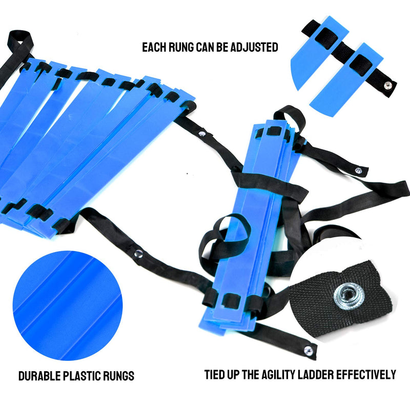 TNZMART Agility Ladder Speed Ladder 10FT 20FT Training Equipment for Football Soccer Basketball with Carrying Bag 10 FT, 6 Rungs Blue - NewNest Australia