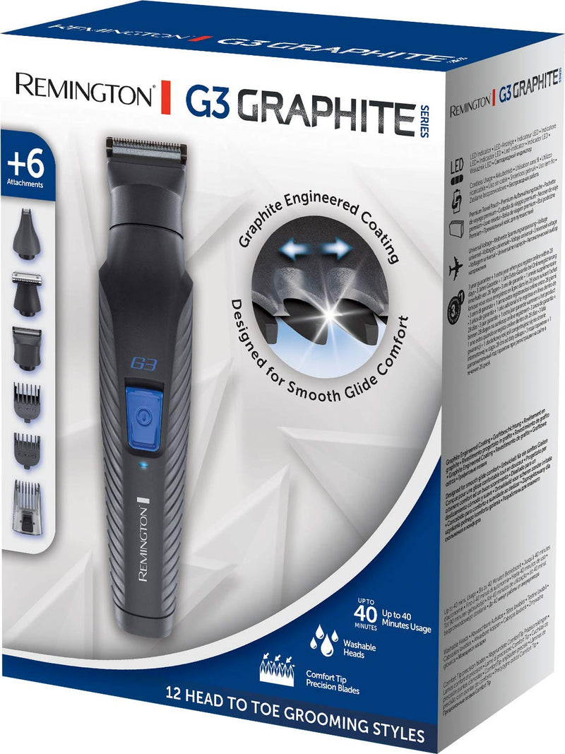 Remington G3 multi-hair clipper (incl. 6 attachment heads/combs, battery operated), men's beard trimmer, hair trimmer, body, ear and nose hair trimmer, self-sharpening blades, PG3000 - NewNest Australia