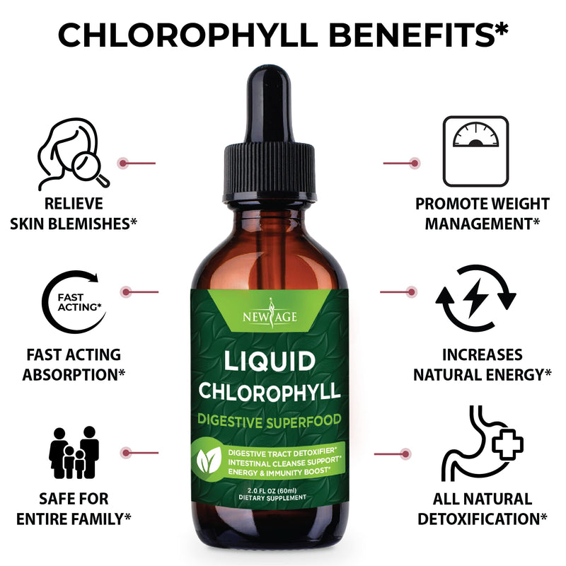 Chlorophyll Liquid Drops - 2 Pack - Natural Concentrate – Energy Booster, Digestion and Immune System Supports, Internal Deodorant, Liver Function- 240 Servings - NewNest Australia