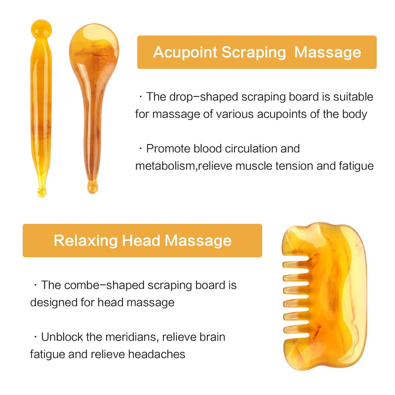 7 PCS Gua Sha Scraping Massage Tool Gua Sha Facial Massage Tool Natural Resin Gua Sha Scraper Board Health Care Beauty Body Face Massage Tool for Unblock Meridians Eliminate Fatigue - NewNest Australia