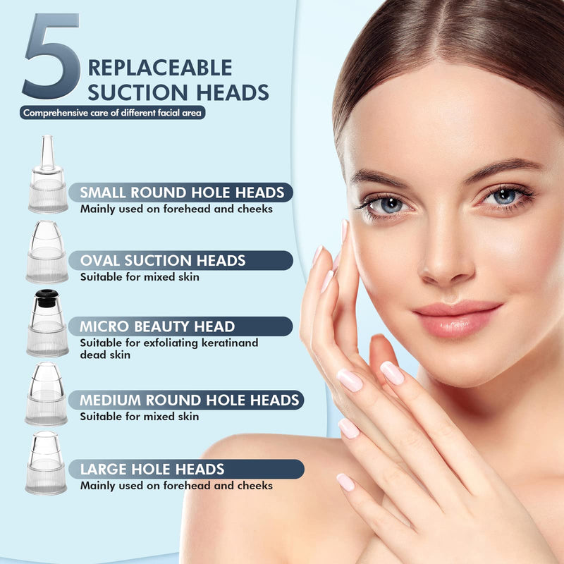 2023 Newest Blackhead Remover Pore Vacuum, Upgraded Black Head Remover for Face, Electric Acne Comedone Whitehead Extractor Tools-5 Suction Power, 5 Probes, USB Rechargeable Pimple Popper Tool Kit - NewNest Australia