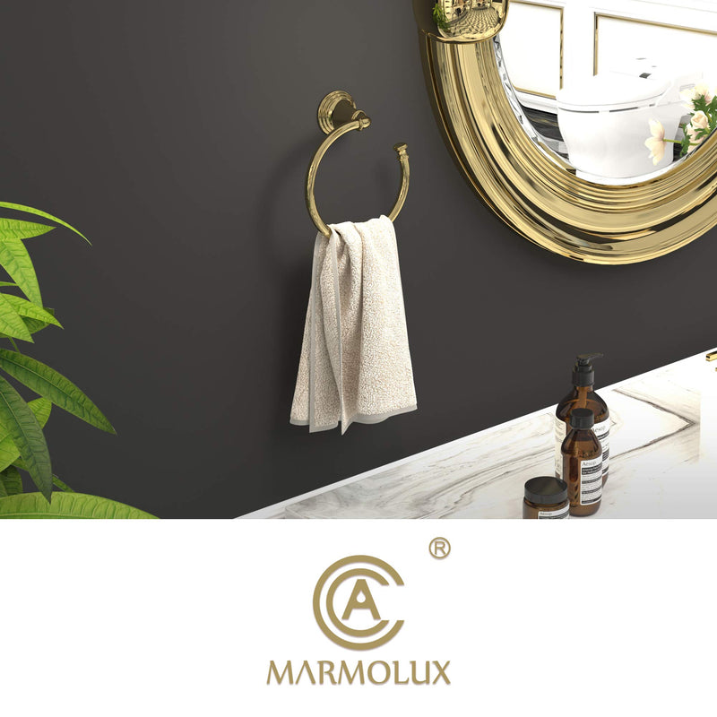 MARMOLUX ACC Gold Towel Ring Bathroom Hand Towel Holder C Shape Towel Rings Door Hanger Towels Rack Bathroom Hardware Set Wall Mount Stainless Steel Polished Gold - NewNest Australia