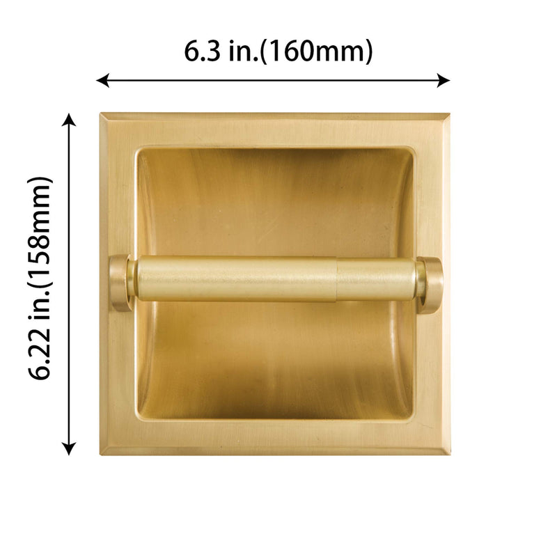 SENTO Classic Gold Recessed Standard Toilet Paper Holder, Wall Mounted Heavy Duty Metal Toilet Paper Roll Holder with Rear Mounting Bracket, in Wall, Easy Installation, Satin Brass - NewNest Australia