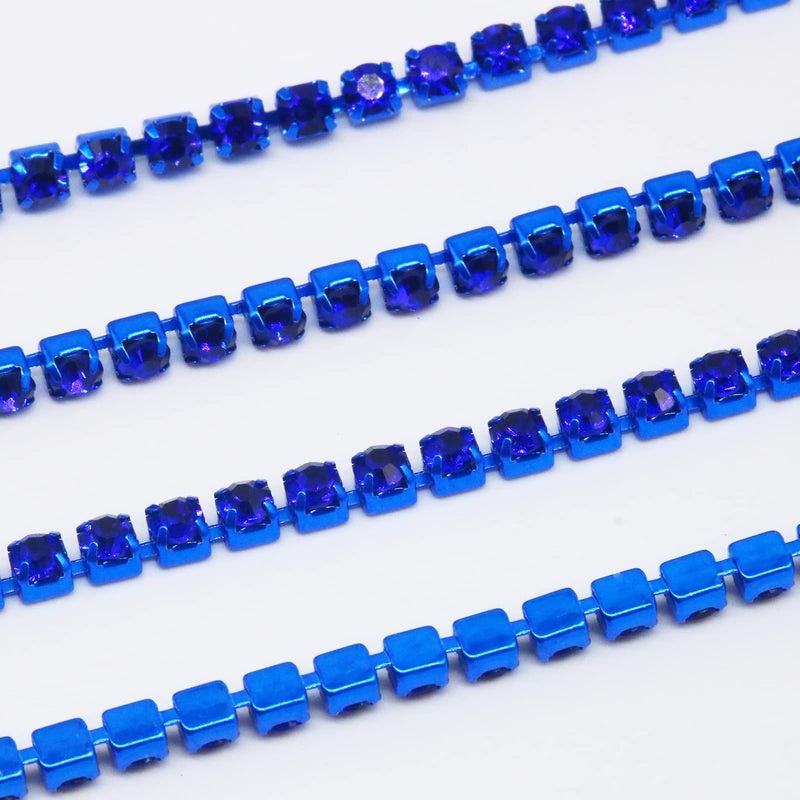 Towenm 1 Roll 10 Yards 4MM Rhinestone Chain, SS16 Crystal Rhinestone Close Chain Trim, Sew on Claw Chain for Jewelry Crafts DIY, Rhinestone Cup Chain (Blue / Sapphire, SS16 / 4mm) Blue / Sapphire - NewNest Australia