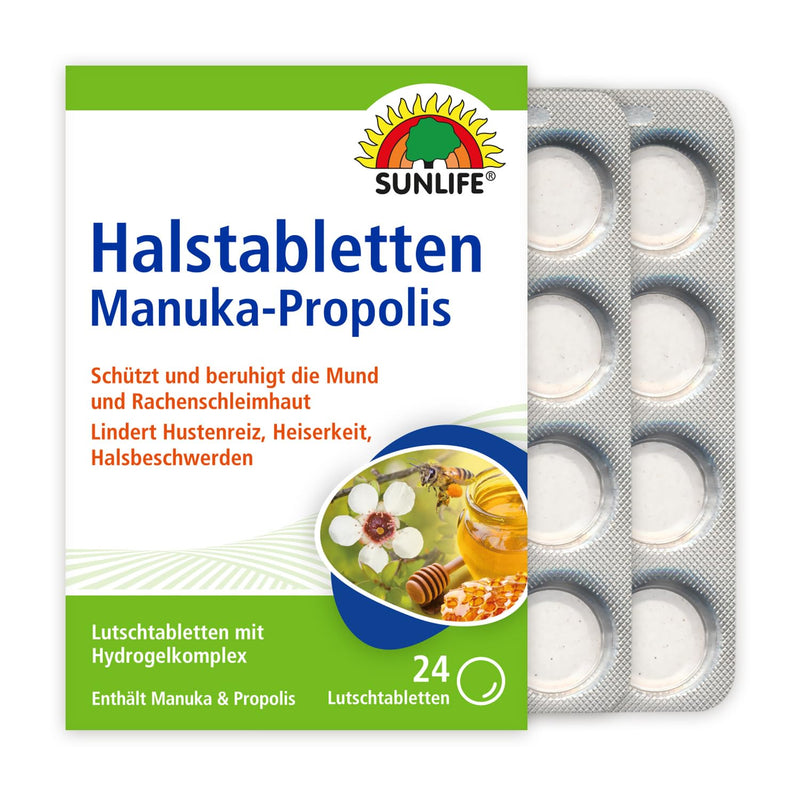 Sunlife Manuka Propolis Throat Tablets 1 X 24 Pieces - Honey Propolis Tablets - Throat Lozenges For Cough - Sore Throat Lozenges - Lozenges With Manuka & Propolis - NewNest Australia