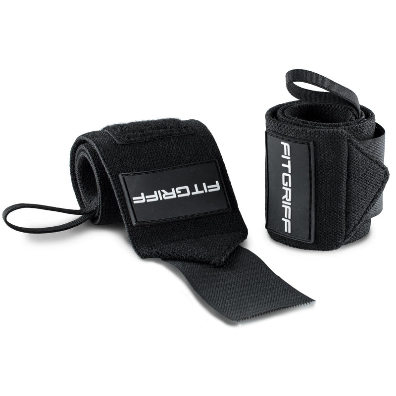 FITGRIFF® Wrist Bandages [Wrist Wraps] 45cm wrist bandage for fitness, wrist support, bodybuilding, weight training & crossfit black - NewNest Australia