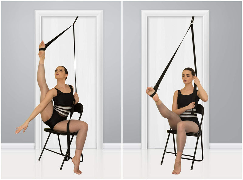 Stretch Strap with Door Anchor – Improve Leg Stretching with Door Flexibility Trainer - Perfect Home Equipment for Ballet, Dance, MMA, Taekwondo, Yoga & Gymnastics Exercises - Booklet & Box Included Black - NewNest Australia