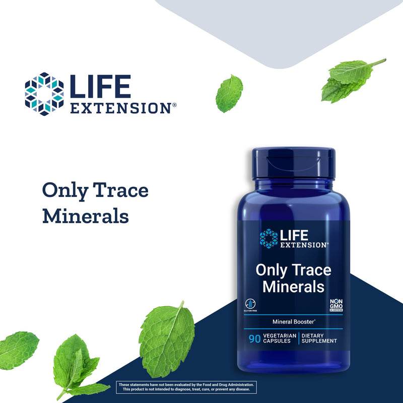 Life Extension Only Trace Minerals - A Daily Dose of Zinc, Chromium, Boron, Vanadyl sulfate & More – For Healthy Immune Function & Well-Being -Non-GMO, Gluten-Free - 90 Vegetarian Capsules Standard Packaging - NewNest Australia