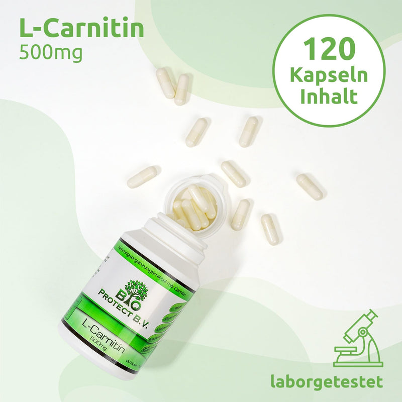 BIO Protect Premium L-Carnitine 500mg - 120 capsules - High dosage - No additives - Laboratory tested - High dosage - Vegan - Bio Protect - NewNest Australia